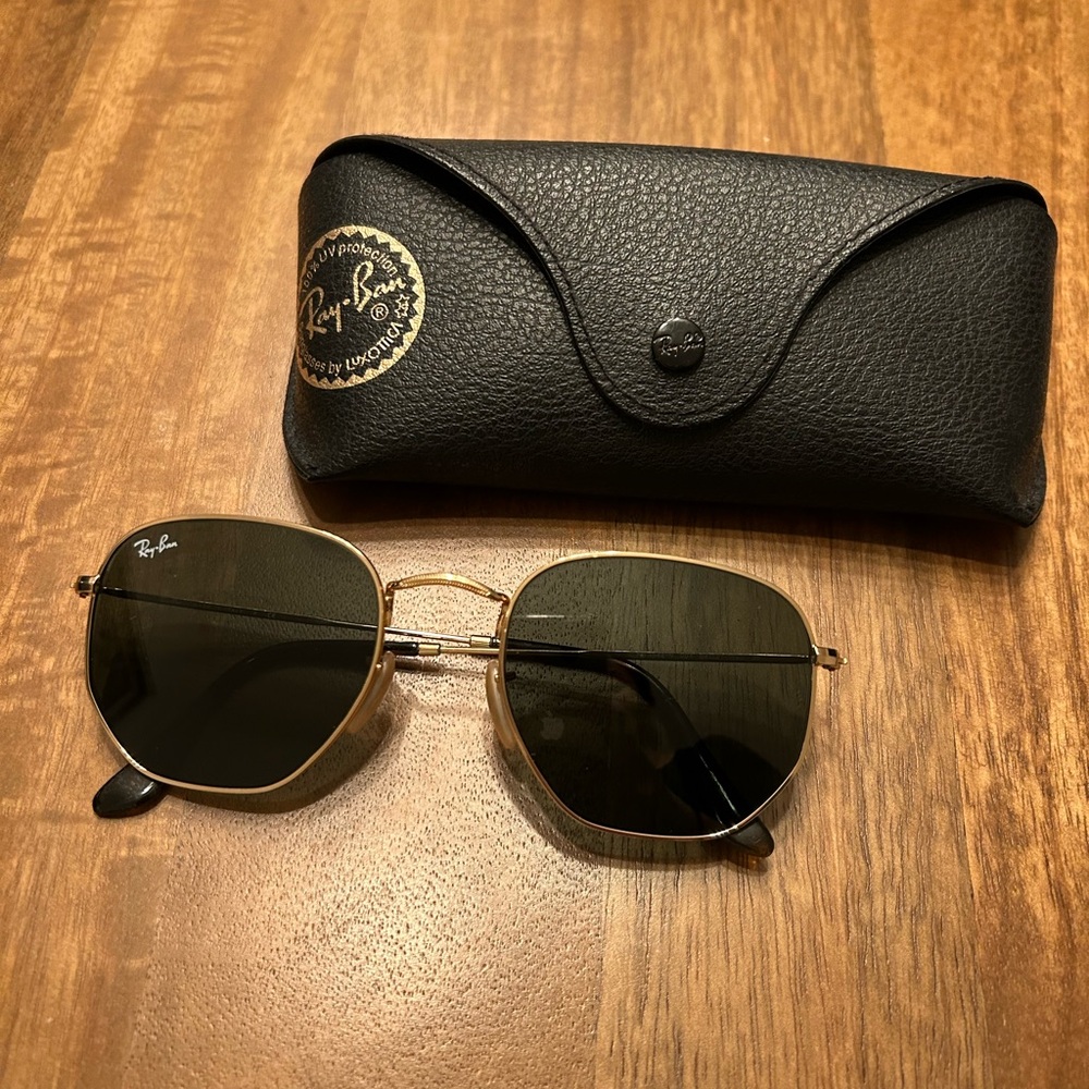 Ray-Ban Black and Gold Sunglasses with Case